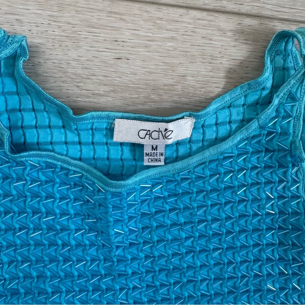 Cache Blue Beaded Top - Picture 2 of 6